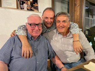 Il patron Antonio Pantanetti, il bomber Maurizio Montingelli e l'allenatore Giuseppe Malloni 