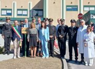 Un momento della cerimonia di questa mattina all'ospedale di Camerino