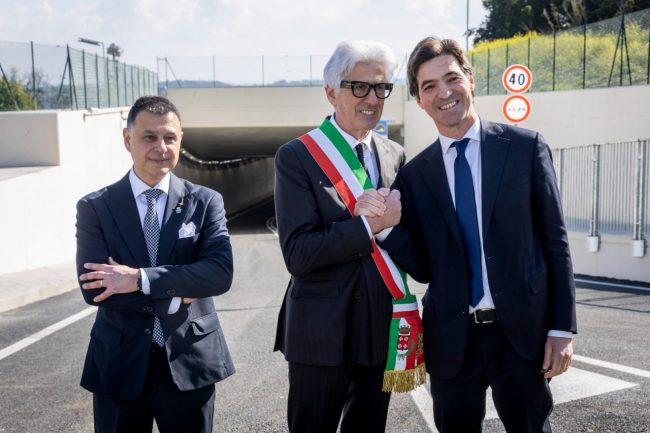 Marchiori Parcaroli Acquaroli inaugurazione sottopasso