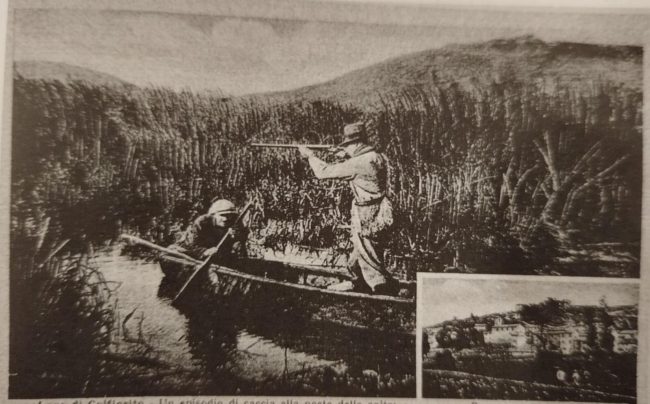 Enrico Mattei e Quinto Cellini a caccia e a pesca sul lago di Colfiorito (collezione Cantarini)