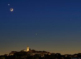 Il “bacio” tra Venere e Luna  nel cielo di Montecassiano (Foto)