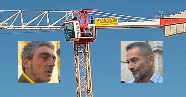 montaggio gru tolentino operai